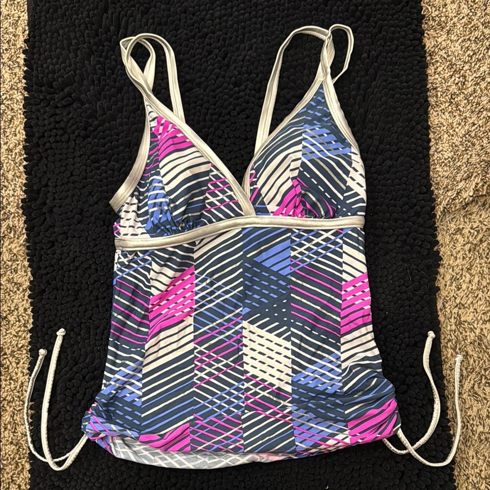 Geometric Strappy Swim Tank Top